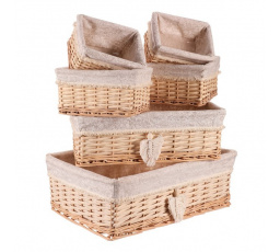 Koš proutěný - regálový, hranatý, cena za sadu 6 ks