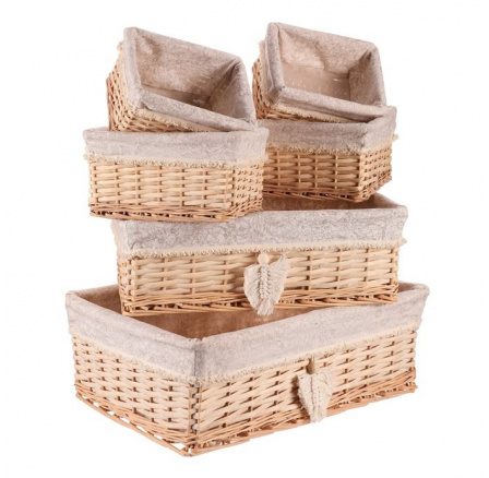 Koš proutěný - regálový, hranatý, cena za sadu 6 ks