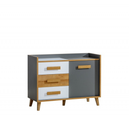 Systém "WERSO" W6 (Komoda D 3S) - Barva: bílý brilant/riviera