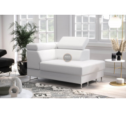 Křeslo lenoška GALAXY přírodní kůže - Pravá strana, Bílá kůže