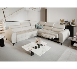 Rohová sedací souprava PORTO II , relax přírodní kůže 255x258 cm - pravá, Kůže ecru