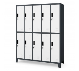 Šatní skříň s 10 boxy antracitovo-bílá: BARTEK, 1360 x 1720 x 450 mm