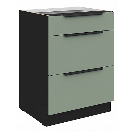 Dolní skříňka ARIA - 60 D 3S BB, Černá/Aquamarine