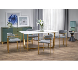 Deska stolu CLEMENTE - bílý mramor, nohy - zlaté