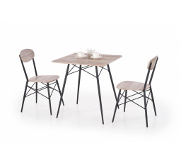 KABIR čtvercový set stůl + 2 židle dub san remo / černá (1p=1ks)
