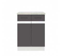 Kuchyňská dolní skříňka JUNONA D2D/60/82 bílá/bílý lesk/šedý wolfram 
