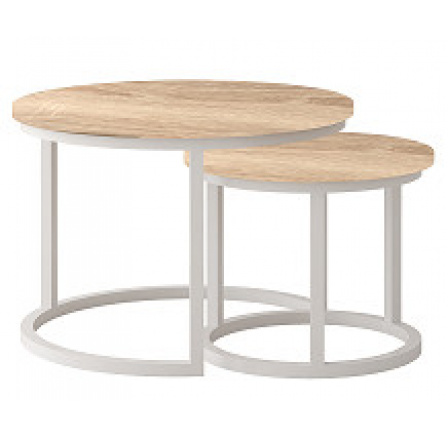TRENTO - Konferenční stolek sada 2kusy - lamino DUB SONOMA/ noha kov BÍLÝ (Toronto stolik kawowy=2balíky)(IZ) (K150)