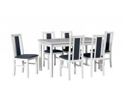 Jídelní set MILENIUM 1, stůl+6 židlí, bílá/látka 8 šedá