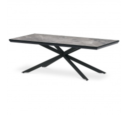 Stůl konferenční, deska slinutá keramika 120x60, šedý mramor, nohy černý kov