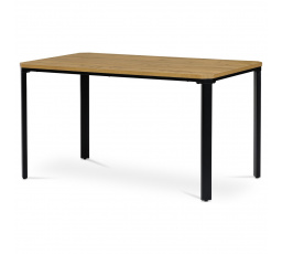 Stůl jídelní,  MDF deska, dýha divoký dub, kovové nohy, černý lak