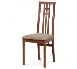 Jídelní židle, masiv buk, barva třešeň, látkový béžový potah