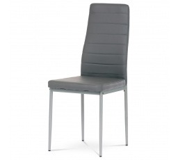 Židle jídelní, šedá koženka, šedý kov