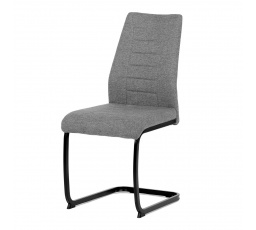 Židle jídelní, stříbrná látka, černé kovové nohy