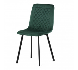 Židle jídelní, zelený samet, kov černý mat