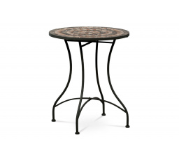 Zahradní stůl, deska z keramické mozaiky, kovová konstrukce, černý matný lak (ty