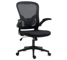 Kancelářská židle, černý plast, černá látka, sklápěcí područky, kolečka pro tvrdé podlahy