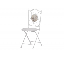 Zahradní židle, keramická mozaika, kovová konstrukce, bílý matný lak (typově ke