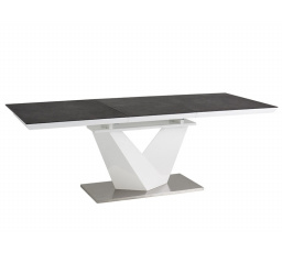 Jídelní stůl ALARAS II, efekt černého kamene/bílý lak - 120(180)x80