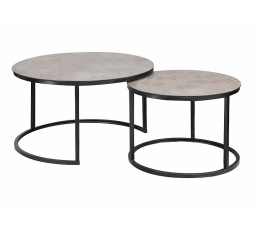 Konferenční stůl ATLANTA A - set 2 stolů, šedý efekt mramoru/černý mat