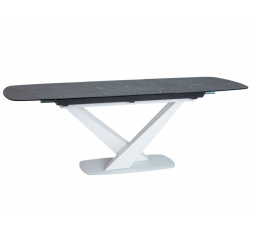 Jídelní stůl CASSINO II CERAMIC, efekt mramoru/bílý mat - 160(220)x90