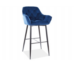 Barová židle CHERRY H-1 Velvet, černá/modrý Bluvel 86