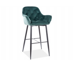 Barová židle CHERRY H-1 velvet, černá/zelený Bluvel 78