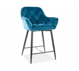 Barová židle CHERRY H-2 Velvet, černá/modrý Bluvel 85