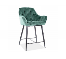 Barová židle CHERRY H-2 Velvet, zelený Bluvel 78/černý mat