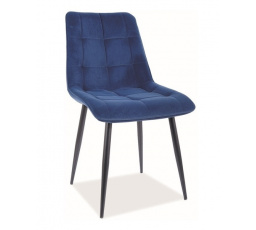 Jídelní židle CHIC Matt Velvet modrý 79/černý mat