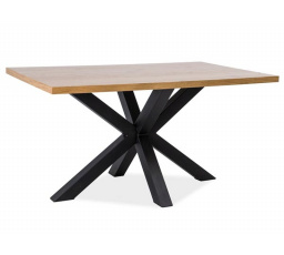 Jídelní stůl CROSS, masiv-dub/černý, 150x90 cm