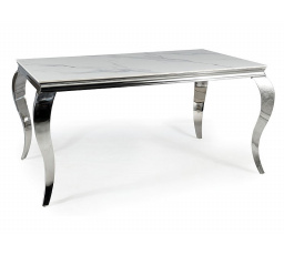 Jídelní stůl PRINCE CERAMIC, CALACATTA/chrom, 150x90 cm