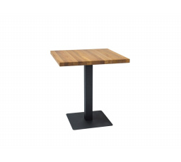 Jídelní stůl PURO, přírodní dýha, dub/černý, 60x60 cm