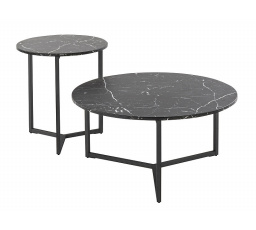 Konferenční stůl RAVELLO - set 2 stolů, s efektem černého mramoru/černý