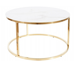 Konferenční stůl SABINE, bílá s efektem mramoru/zlatá