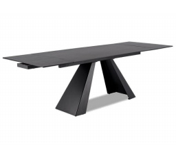 Jídelní stůl SALVADORE CERAMIC, efekt šedého mramoru/černý mat - (160-240)x90