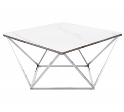 Konferenční stůl SILVER A II, efekt bílého mramoru/nerezavějící ocel