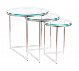 Konferenční stůl TRINITY - sada 3 stolů, transparent/stříbrná