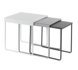 Konferenční stůl VICKY - set 3 stolů, tmavě šedá/šedá/bílá