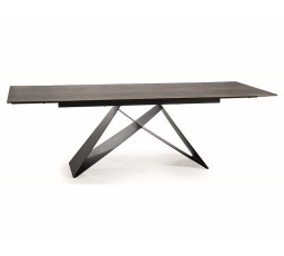 Jídelní stůl WESTIN CERAMIC, Efekt hnědého dřeva/Černý mat, 160(240)x90 cm