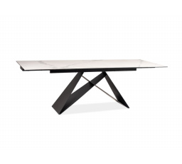 Jídelní stůl WESTIN III CERAMIC, mramorový efekt/černý mat, 160(240)x90 cm