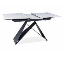 Jídelní stůl WESTIN SC, mramorový efekt/černý mat, 120(160)x80 cm