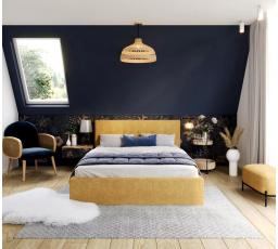Čalouněná postel TULSA - Ottawa, barva: medově žlutá - 140 x 200