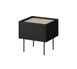 Noční stolek se zásuvkou Desin 45 cm - černý mat / dub nagano