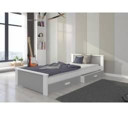 Postel ALDEX 200x90 Bílá+Světle šedá s matrací