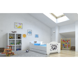 Dětská postel AMADIS se šuplíkem a matrací 140x70 cm, Bílá/Ball