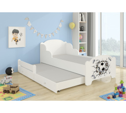 Dětská postel AMADIS II s přistýlkou a matracemi 160x80 cm, Bílá/Ball