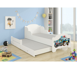 Dětská postel AMADIS II s přistýlkou a matracemi 160x80 cm, Bílá/Police