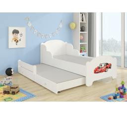 Dětská postel AMADIS II s přistýlkou a matracemi 160x80 cm, Bílá/Red Car