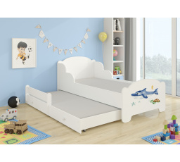 Dětská postel AMADIS II s přistýlkou a matracemi 160x80 cm, Bílá/Sea Animals
