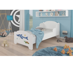 Dětská postel AMADIS s matrací 140x70 cm, Bílá/Sea Animals